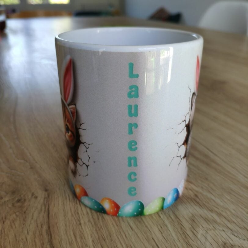 mugs petit chat de pâques personnalisé