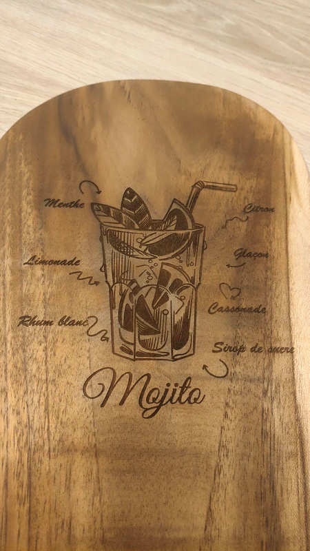 planche à découper en teck fsc gravée – recette mojito | cadeau apéro / cuisine