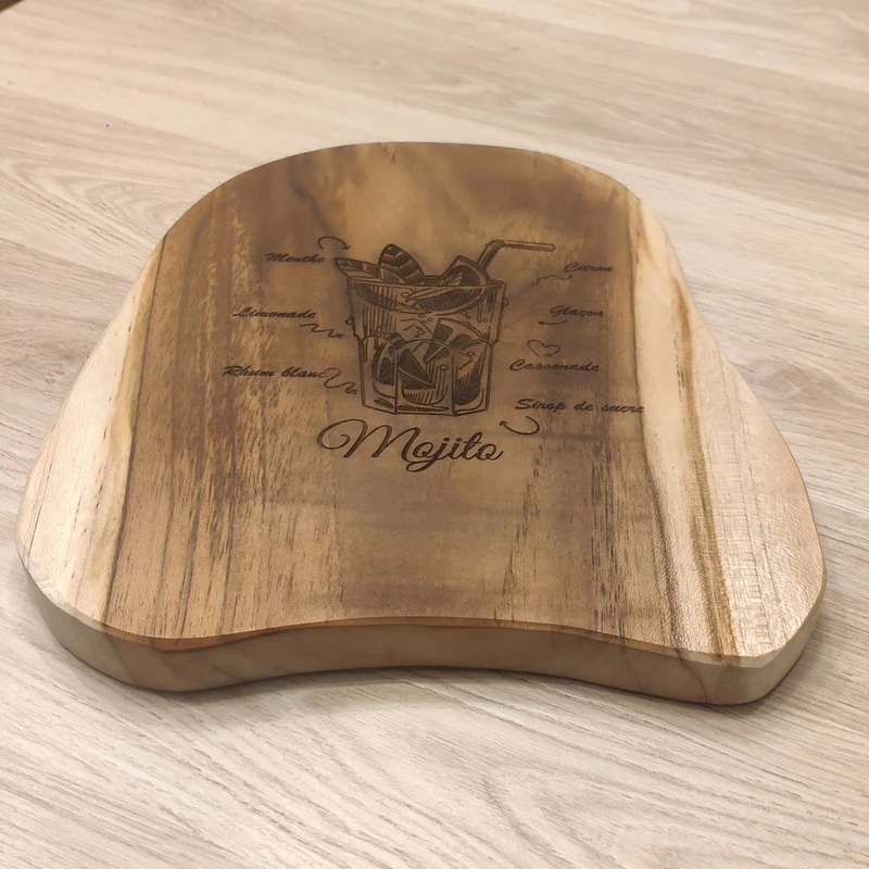 planche à découper en teck fsc gravée – recette mojito | cadeau apéro / cuisine